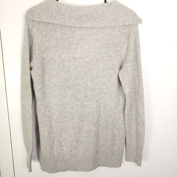 Sarah Spencer Sweater Womens Size XL Soft Polo Collar Split V Neck Light Gray - Picture 2 of 9
